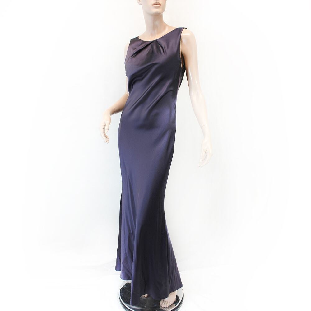Vera Wang Evening Gown Bra Plum Maxi Dress Open Back Luxury Graduation Wedding 6